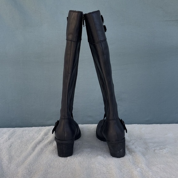 EUC Born Black Knee-High Leather Saddler Boots Size 6.5‎M - Picture 4 of 9